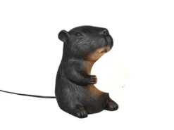 Besondere Tischleuchte CAPI kleine Capybara Lampe Schwarz, Höhe 25cm
