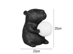 Besondere Tischleuchte CAPI kleine Capybara Lampe Schwarz, Höhe 25cm