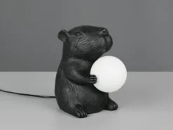 Besondere Tischleuchte CAPI kleine Capybara Lampe Schwarz, Höhe 25cm
