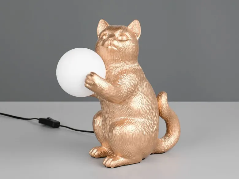 Besondere Tischleuchte GATIO Katzenlampe Gold, Höhe 30cm