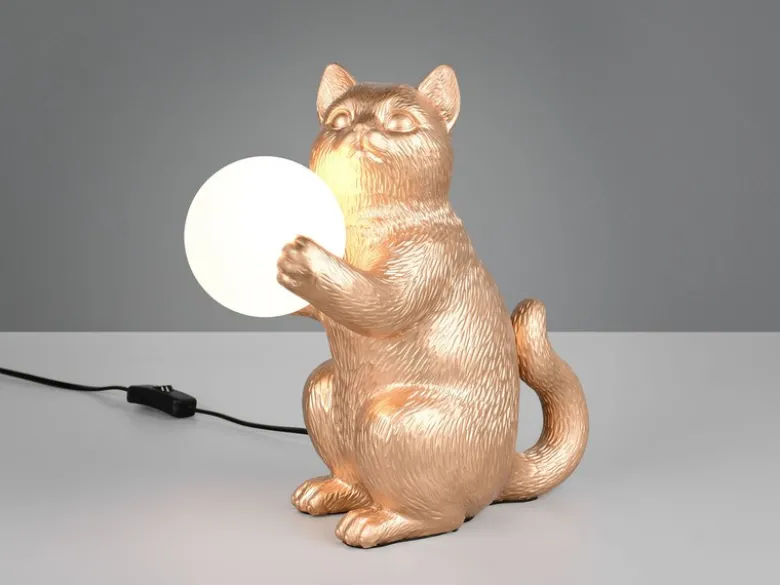 Besondere Tischleuchte GATIO Katzenlampe Gold, Höhe 30cm