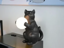 Besondere Tischleuchte GATIO Katzenlampe Schwarz, Höhe 30cm