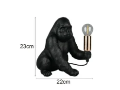 Besondere Tischleuchte KONG Affenlampe Gorilla Schwarz, Höhe 23cm