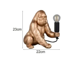Besondere Tischleuchte KONG Affenlampe Gorilla Gold, Höhe 23cm