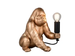 Besondere Tischleuchte KONG Affenlampe Gorilla Gold, Höhe 23cm