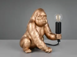 Besondere Tischleuchte KONG Affenlampe Gorilla Gold, Höhe 23cm