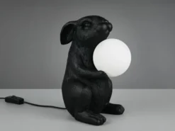 Besondere Tischleuchte RABBIT Hasenlampe Schwarz, Höhe 28cm