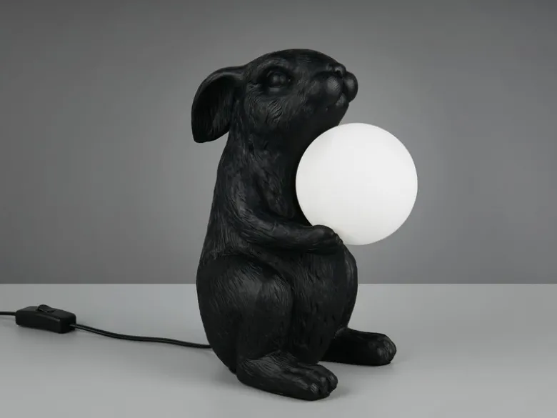 Besondere Tischleuchte RABBIT Hasenlampe Schwarz, Höhe 28cm