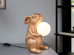 Besondere Tischleuchte RABBIT Hasenlampe Gold, Höhe 28cm