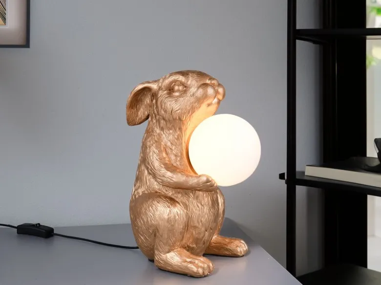 Besondere Tischleuchte RABBIT Hasenlampe Gold, Höhe 28cm