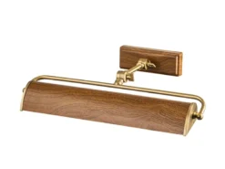 Bilderleuchte WINCHFIELD verstellbar, Holzoptik-Altmessing, Breite 44,5cm