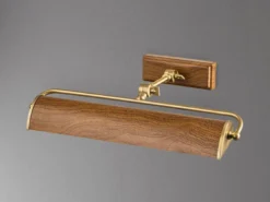 Bilderleuchte WINCHFIELD verstellbar, Holzoptik-Altmessing, Breite 44,5cm