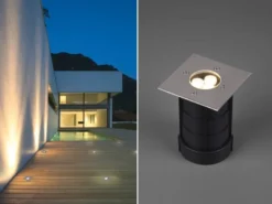 Bodeneinbauspot BELAJA eckig Edelstahl 11cm IP65 - Bodenstrahler für Einfahrt