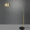 Bogenlampe ARGENTINA Schirm Messing Gold, große Ausladung, Höhe 200cm