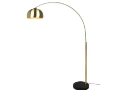 Bogenlampe ARGENTINA Schirm Messing Gold, große Ausladung, Höhe 200cm