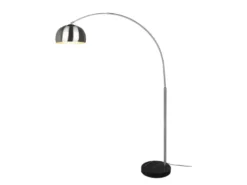 Bogenlampe ARGENTINA Schirm Metall Silber, große Ausladung, Höhe 200cm