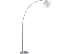 Bogenlampe Designklassiker BRASILIA Silber Chrom mit Acrylschirm, Höhe 180cm