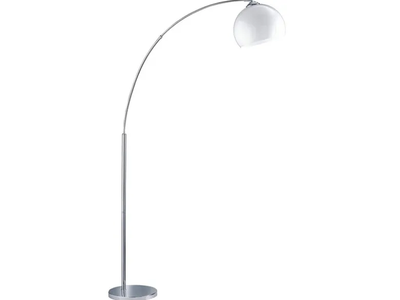 Bogenlampe Designklassiker BRASILIA Silber Chrom mit Acrylschirm, Höhe 180cm