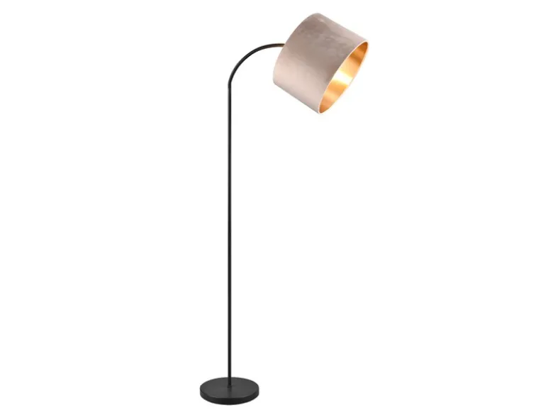 Bogenleuchte JULIETA mit Samt Lampenschirm Beige Gold, Höhe 156cm