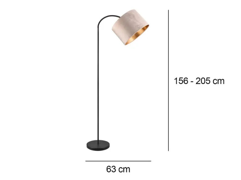 Bogenleuchte JULIETA mit Samt Lampenschirm Beige Gold, Höhe 156cm