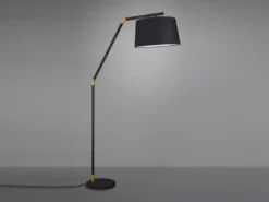 Bogenleuchte TRACY Metall Schwarz Gold mit Stoffschirm Schwarz, Höhe 175cm