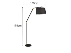Bogenleuchte TRACY Metall Schwarz Gold mit Stoffschirm Schwarz, Höhe 175cm