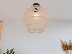 Boho Deckenleuchte HIVE mit Lampenschirm geflochten aus Hanfseil, Ø 38cm