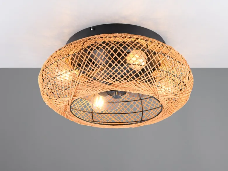 Boho Deckenleuchte LILLESAND mit Ventilator und Fernbedienung, Ø 50cm