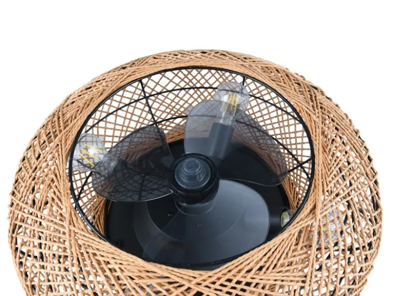 Boho Deckenleuchte LILLESAND mit Ventilator und Fernbedienung, Ø 50cm