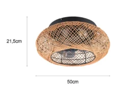 Boho Deckenleuchte LILLESAND mit Ventilator und Fernbedienung, Ø 50cm