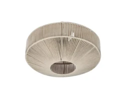 Boho Deckenleuchte SVEA Lampenschirm aus Baumwolle Beige, Ø 46cm