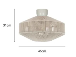 Boho LED Deckenleuchte Lampenschirm aus Baumwolle Beige, Ø 46cm