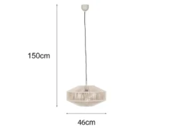 Boho LED Pendelleuchte Lampenschirm aus Baumwolle Beige, Ø 46cm