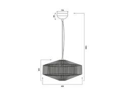 Boho LED Pendelleuchte Lampenschirm aus Baumwolle Beige, Ø 46cm