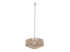Boho LED Pendelleuchte Lampenschirm aus Baumwolle Beige, Ø 46cm