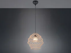 Boho LED Pendelleuchte mit Lampenschirm geflochten aus Hanfseil, Ø 38cm