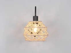 Boho LED Wandleuchte mit Schalter & Lampenschirm geflochten Hanfseil, Höhe 32cm