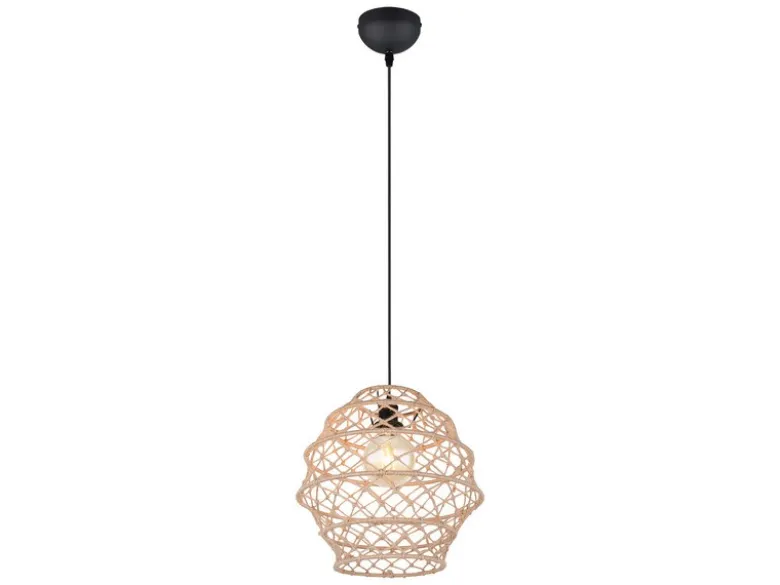 Boho Pendelleuchte HIVE mit Lampenschirm geflochten aus Hanfseil, Ø 38cm