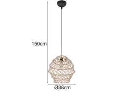 Boho Pendelleuchte HIVE mit Lampenschirm geflochten aus Hanfseil, Ø 38cm