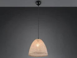 Boho Pendelleuchte KIBITO mit Lampenschirm aus gewebtem Stoff, Ø 32cm