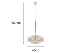 Boho Pendelleuchte SVEA Lampenschirm aus Baumwolle Beige, Ø 46cm