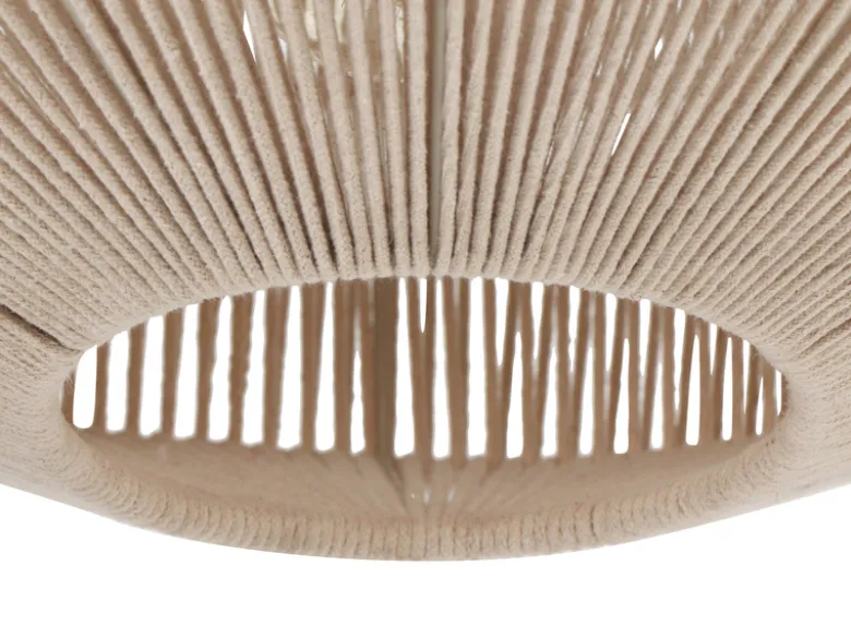 Boho Pendelleuchte SVEA Lampenschirm aus Baumwolle Beige, Ø 46cm