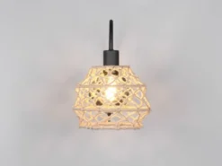 Boho Wandleuchte HIVE mit Schalter & Lampenschirm geflochten Hanfseil, H: 32cm
