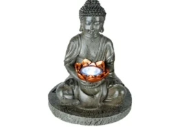 Buddha Dekoleuchte für den Garten - LED Solarbeleuchtung aus Kunststoff