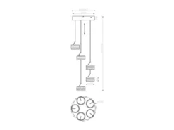 Cluster LED Pendelleuchte DIOS höhenverstellbar 5-flammig, Schwarz Ø 45cm