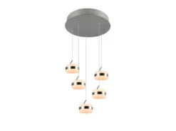 Cluster LED Pendelleuchte DIOS höhenverstellbar 5-flammig, Silber Ø 45cm