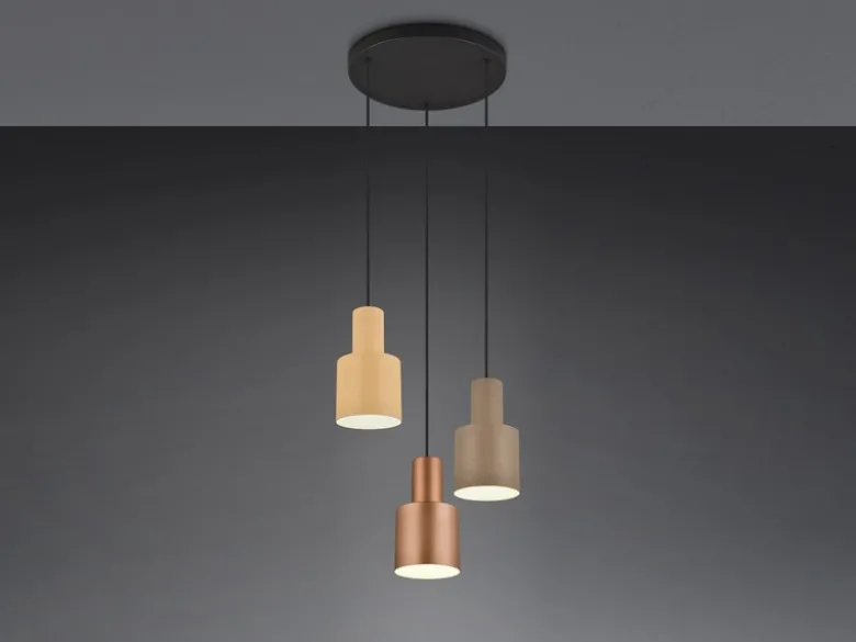 Cluster LED Pendelleuchte 3-flammig Metall Coffee Töne, Ø 37cm
