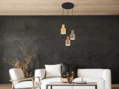 Cluster LED Pendelleuchte 3-flammig Metall Coffee Töne, Ø 37cm