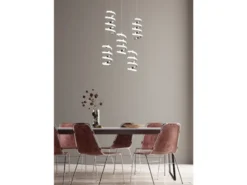 Cluster LED Pendelleuchte LAOLA in 3 Stufen dimmbar Silber Chrom, Ø 45cm