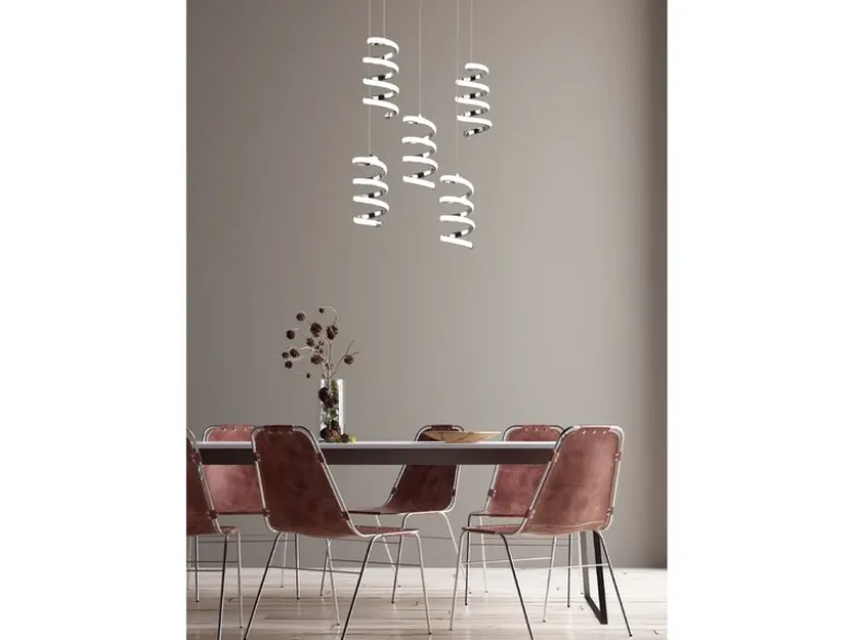 Cluster LED Pendelleuchte LAOLA in 3 Stufen dimmbar Silber Chrom, Ø 45cm